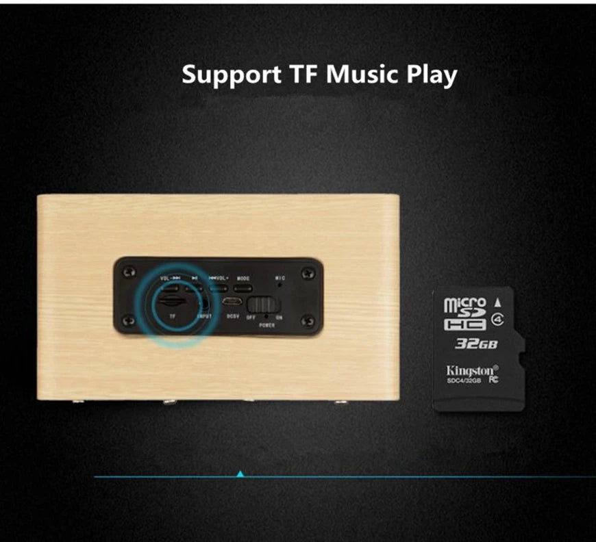 Portable Wooden Bluetooth Speaker HIFI Stereo Sound Handcrafted Retro Wireless Loudspeaker With MIC TF AUX Play Computer Column