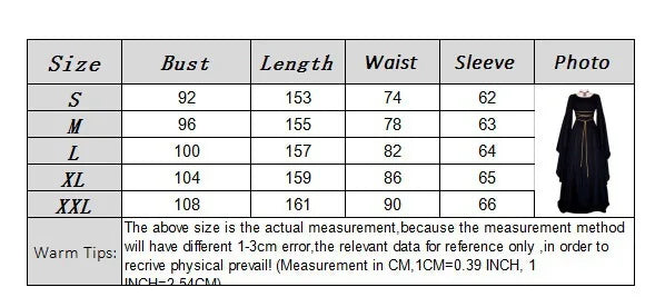 New Women Fashion Vintage Style Women Medieval Dress Gothic Dress Floor Length Women Cosplay Dress Retro Long Gown Dress
