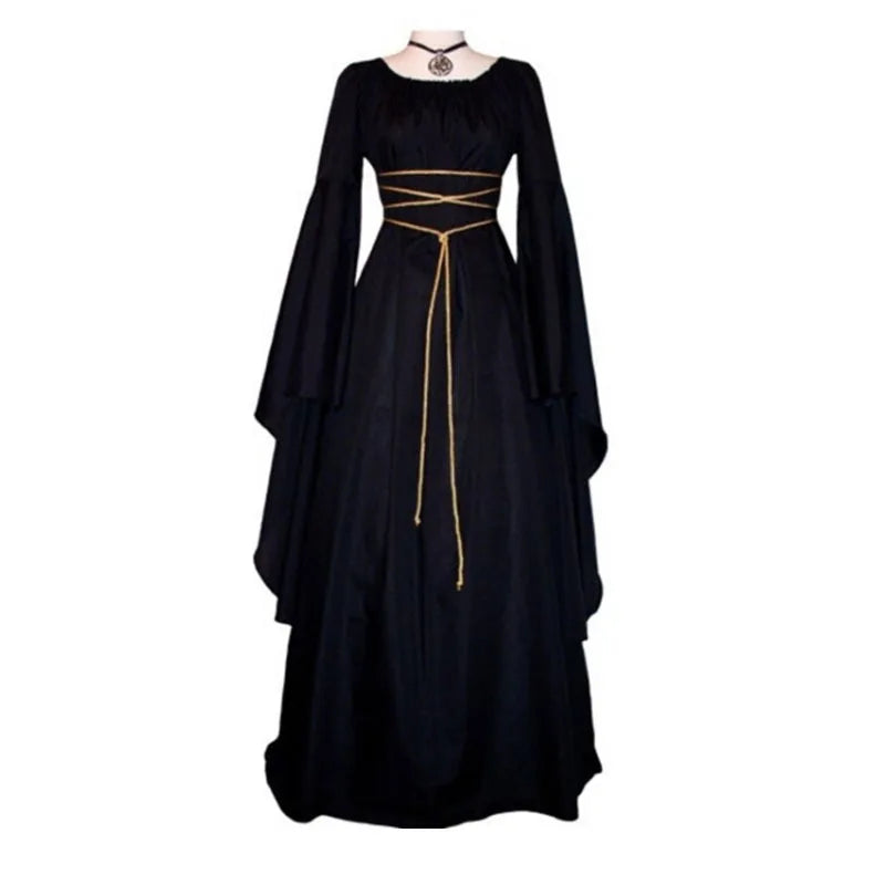 New Women Fashion Vintage Style Women Medieval Dress Gothic Dress Floor Length Women Cosplay Dress Retro Long Gown Dress