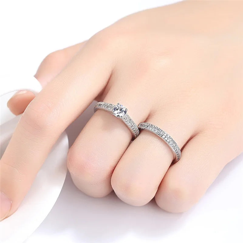 CC Lovers Jewelry Rings For Women 2pcs Bridal Sets Wedding Engagement Double Couple Ring Drop Shipping CC634