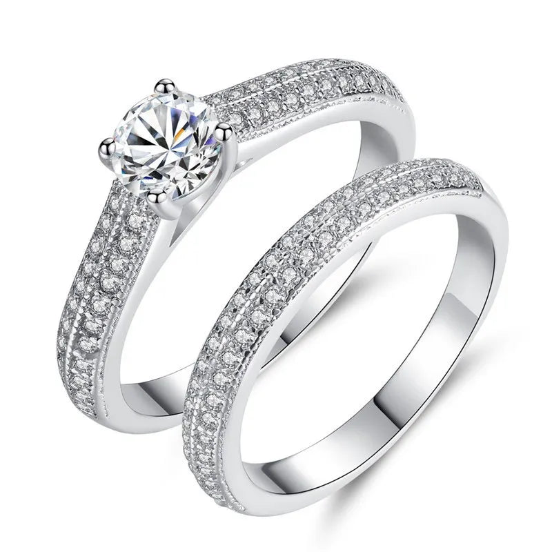 CC Lovers Jewelry Rings For Women 2pcs Bridal Sets Wedding Engagement Double Couple Ring Drop Shipping CC634