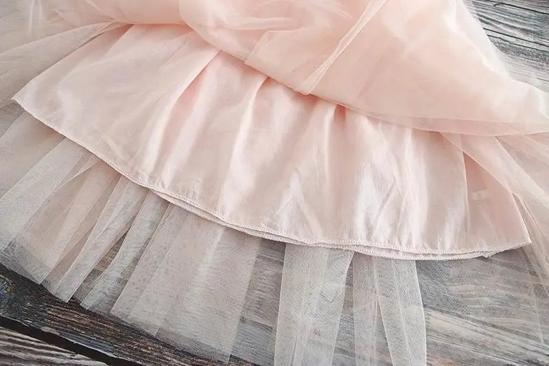 Children Set Clothing for Girls Half Sleeve Lace Top+Champagne Pink Long Skirt Kids Clothes 0-10T E17121