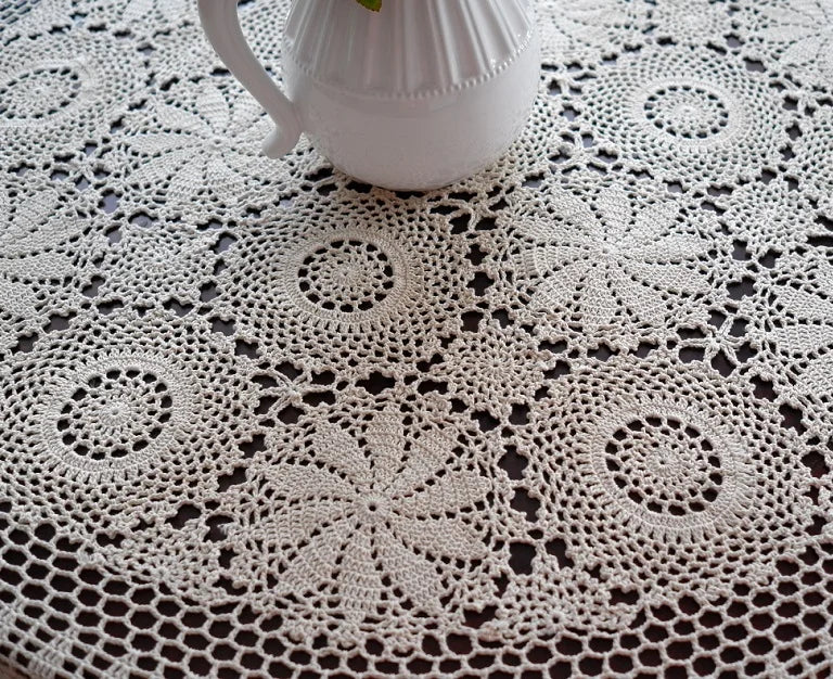 Handmade Crochet Tablecloth Nice Hand Crochet Dinner Round Table Cloth 100% Cotton Many Size Available