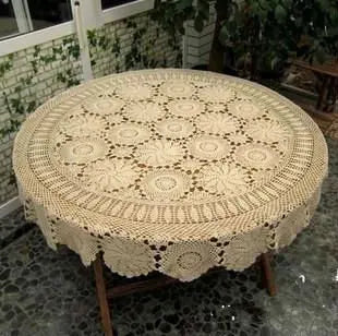 Handmade Crochet Tablecloth Nice Hand Crochet Dinner Round Table Cloth 100% Cotton Many Size Available