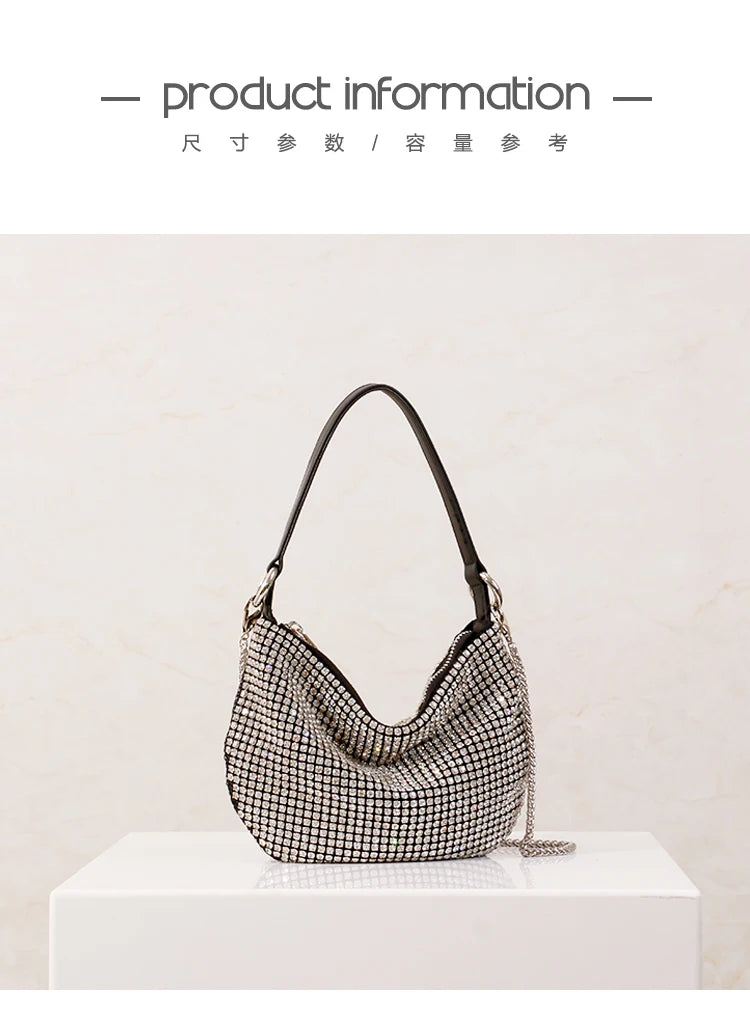 New Luxury Brand Designer Women Bags Rhinestone Bag Biling Flashing Diamond Full Bags Female Underarm Bag