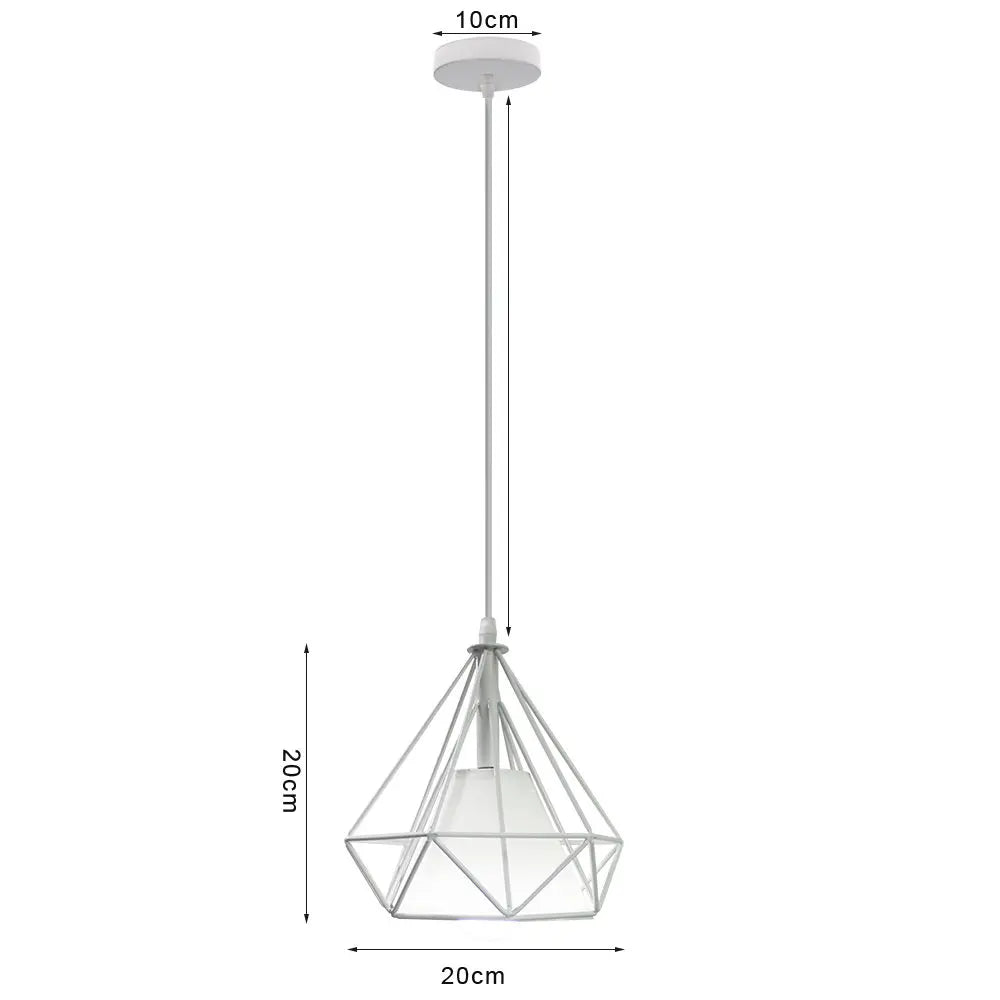 Modern Pendant Light Industrial Vintage White Wrought Cage Pendant Lamp for Living Room Bedroom Dining Room Loft Home Decor E27