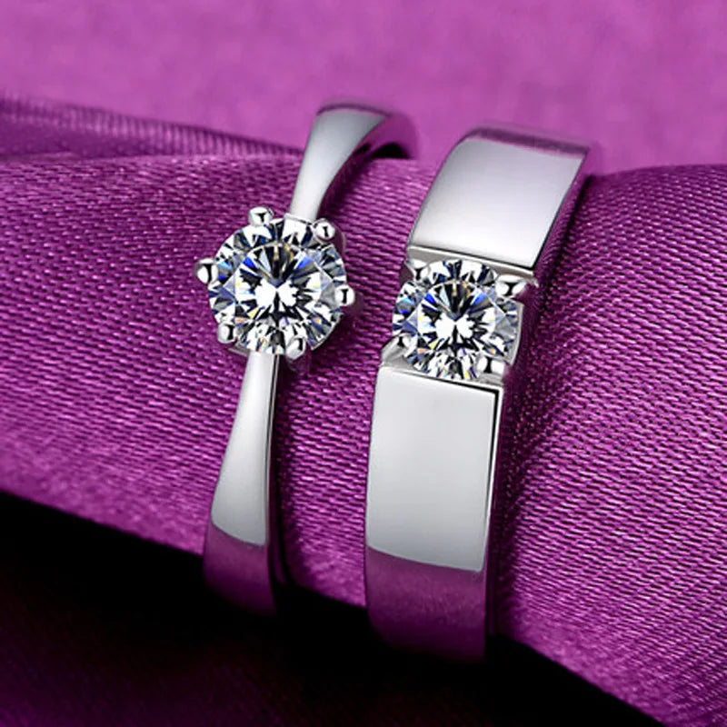 Classic Couple Rings For Men Women CZ Stone Trendy Wedding Lovers' Ring Jewelry Romantic Valentine's Day Present Ring Accessory
