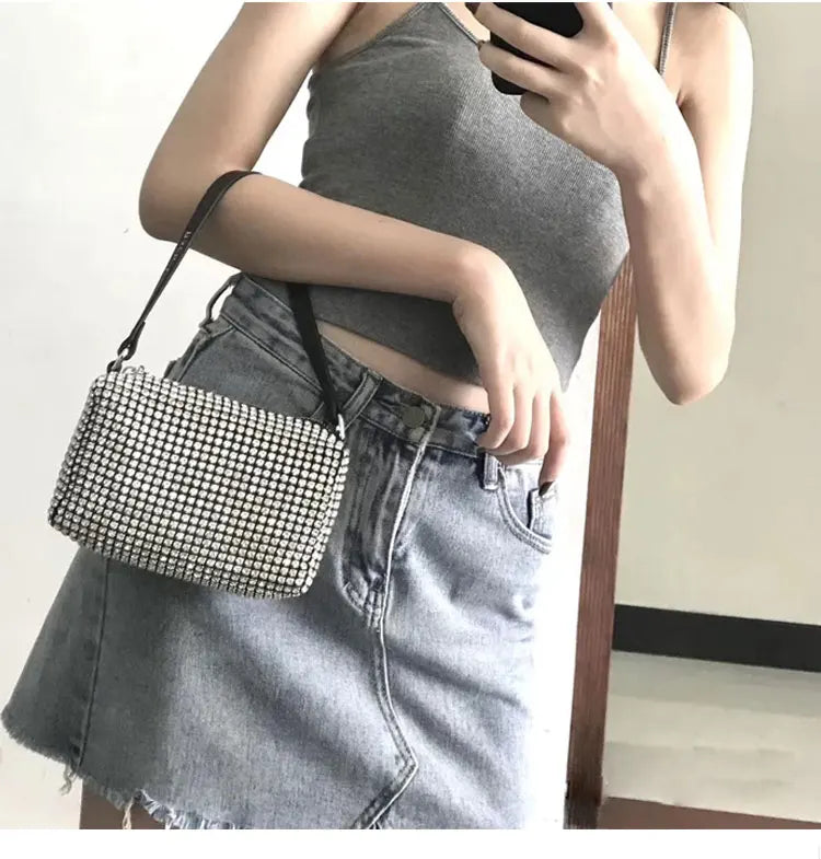New Luxury Brand Designer Women Bags Rhinestone Bag Biling Flashing Diamond Full Bags Female Underarm Bag