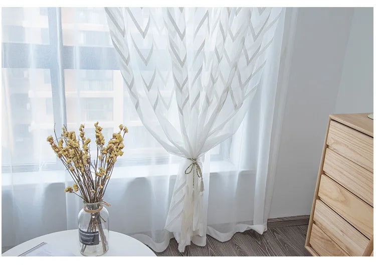 window Curtain sheer curtain product embroiders wave Europe type window gauze sitting room bedroom wave window curtains tulle