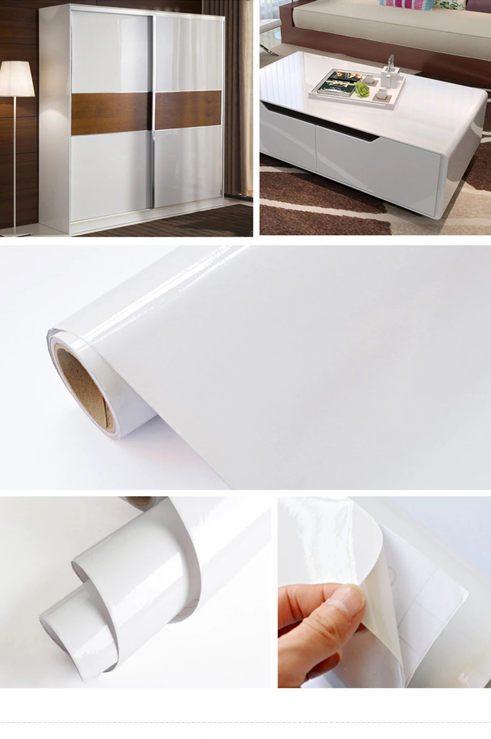 DIY Contact Paper Kitchen Stickers Solid Color PVC Self-adhesive  Home Decorative Marble Wallpaper Living room Study Furnitures