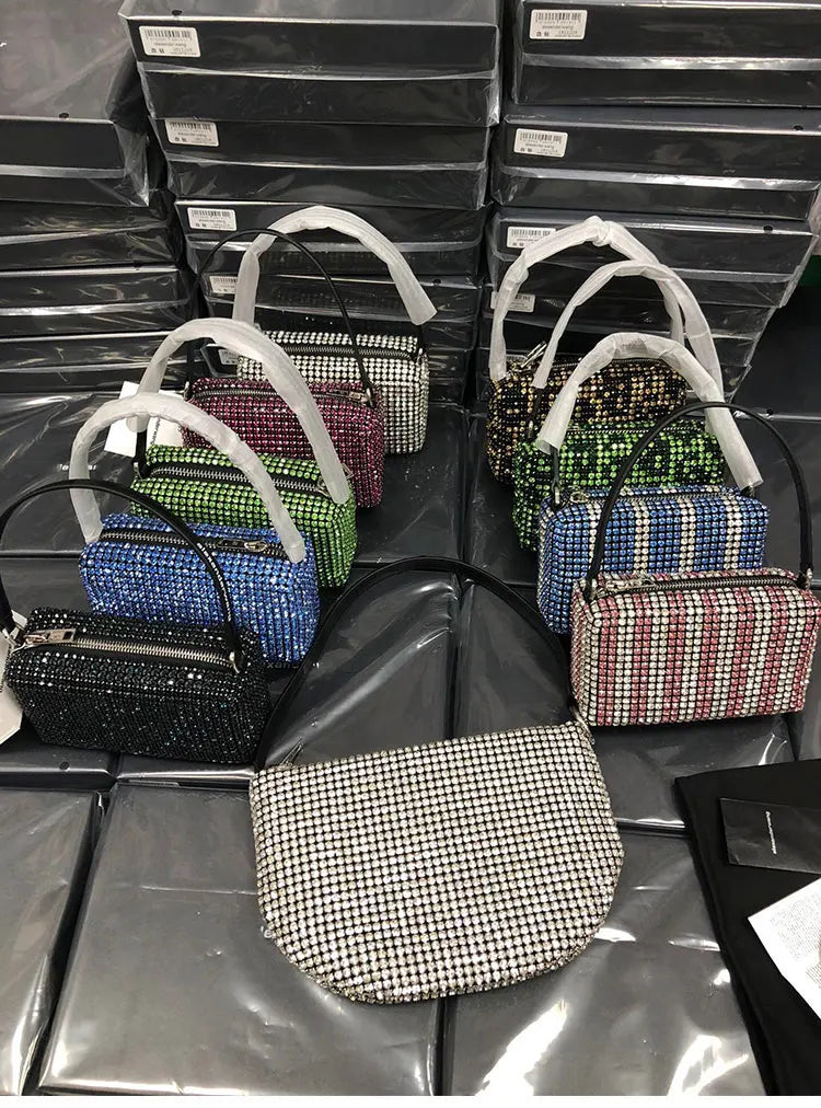 New Luxury Brand Designer Women Bags Rhinestone Bag Biling Flashing Diamond Full Bags Female Underarm Bag