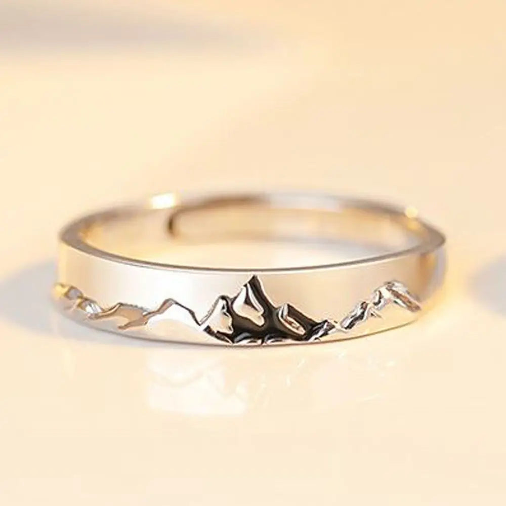 Fashion Couple S925 Silver Plated Personality Epoxy Mountain and Sea Adjustable Rings Love Anniversary Gift