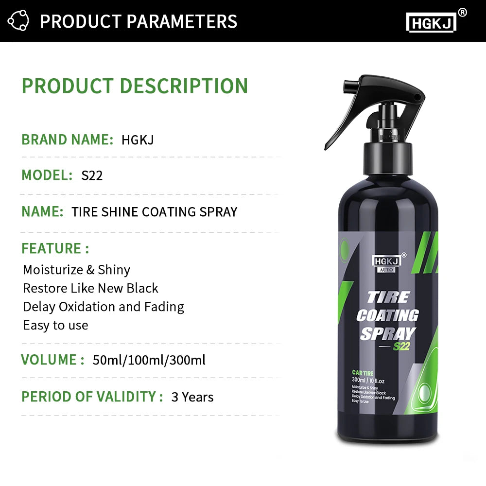 Car Tire Shine Spray Multi-purpose Tire Wheel Refurbishing Agent Cleaner Polishing Protection Car Accessories HGKJ S22
