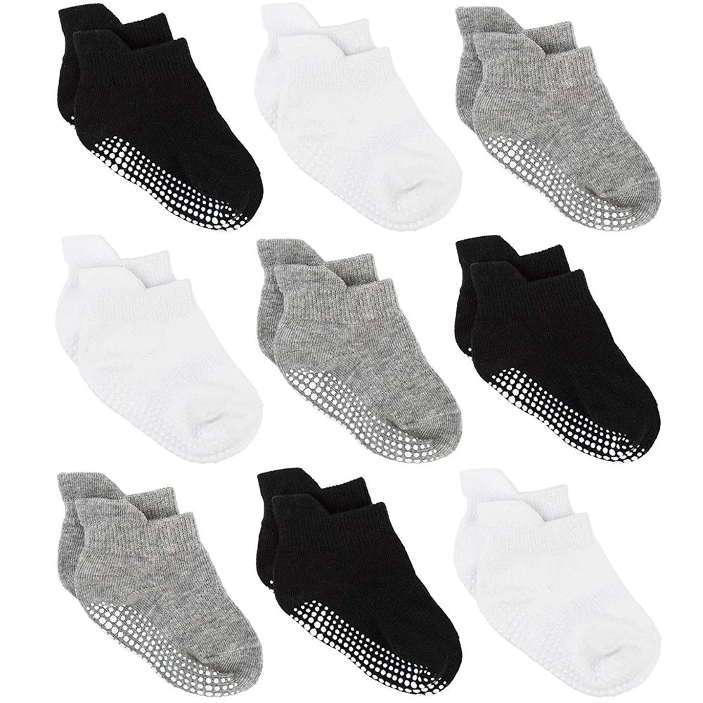 Boys 6 Pack Non Slip Baby Socks for 0-24M Newborn Bebe Girls Grips Anti Skid Ankle First Walker Infant Kids Cotton Sock 2021