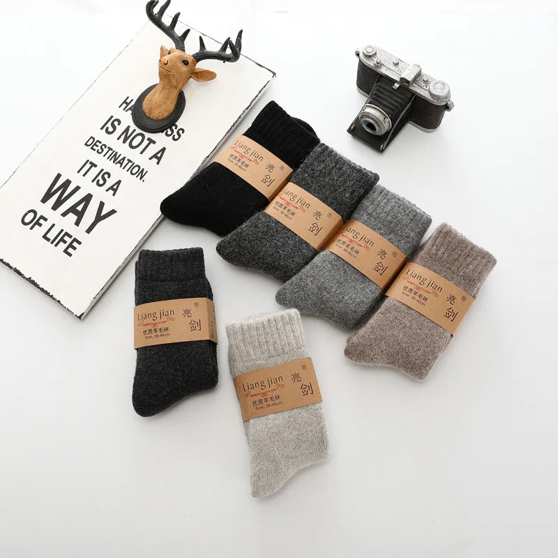 Men's Socks Winter Socks Calceta Hombre Skarpety Meskie Harajuku Super Plush Warm Funny Thickened Solid Socks Merino Wool Socks
