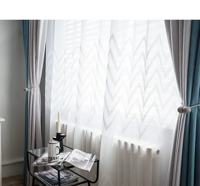 window Curtain sheer curtain product embroiders wave Europe type window gauze sitting room bedroom wave window curtains tulle