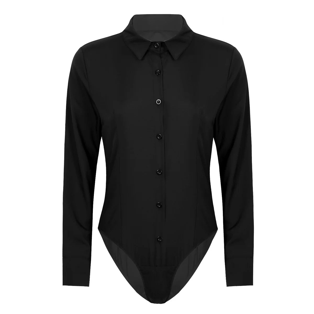 Women Office Lady Work White Bodysuit Long Sleeve OL Shirt Leotard Women's Clothing Female Turn Down Collar Tops Body Blouse
