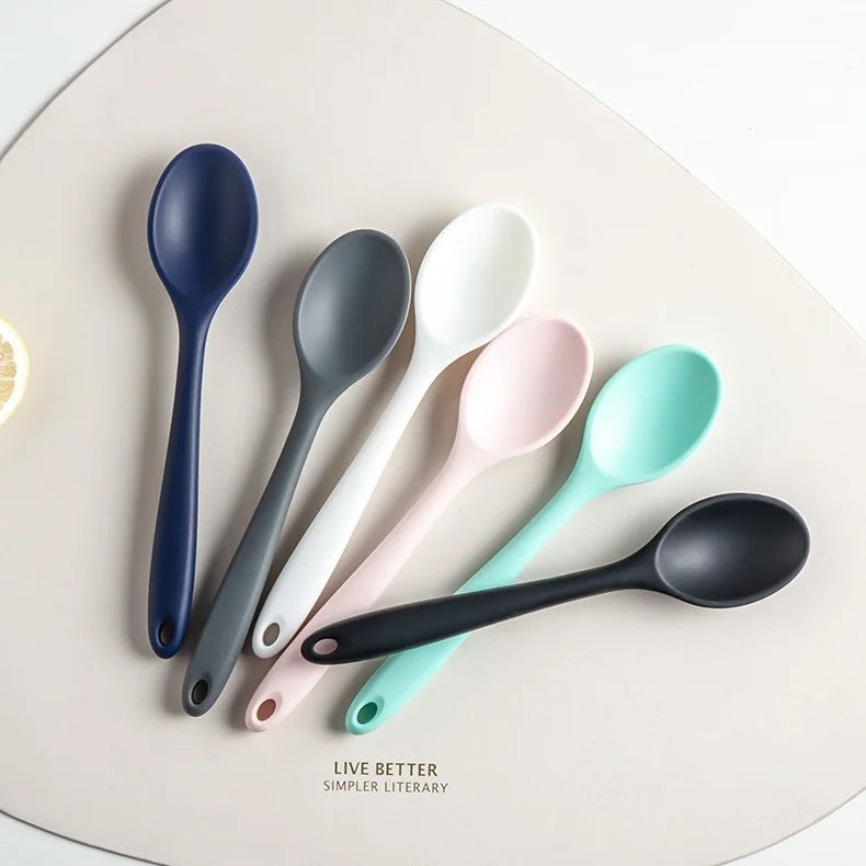 Silicone Spoon Mixing Soup Spoons Kitchen Mixing Ladle Cooking Utensils Kitchenware Tool for Stirring and Serving