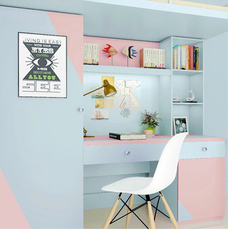 DIY Contact Paper Kitchen Stickers Solid Color PVC Self-adhesive  Home Decorative Marble Wallpaper Living room Study Furnitures