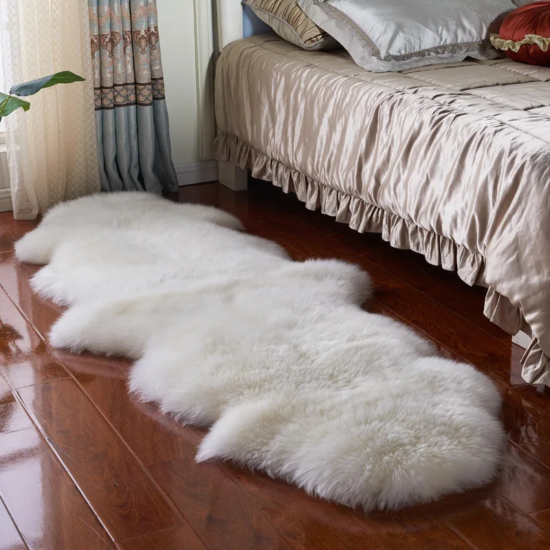 White Faux Sheepskin Carpet Irregular Long Soft Furry Floor Mats Living Room Bedroom Children's Room Bedside Decorative Carpets