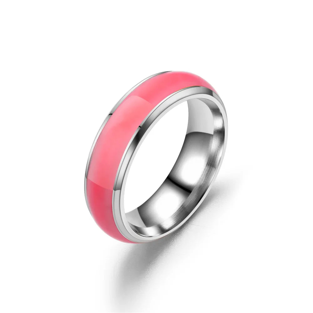 Unisex Stainless Steel Luminous Rings for Men Bar Party Glowing Florescent Ring for Women Novelty Jewelry for Party WC040