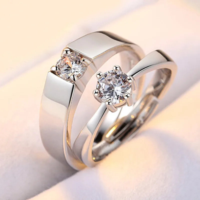 Classic Couple Rings For Men Women CZ Stone Trendy Wedding Lovers' Ring Jewelry Romantic Valentine's Day Present Ring Accessory