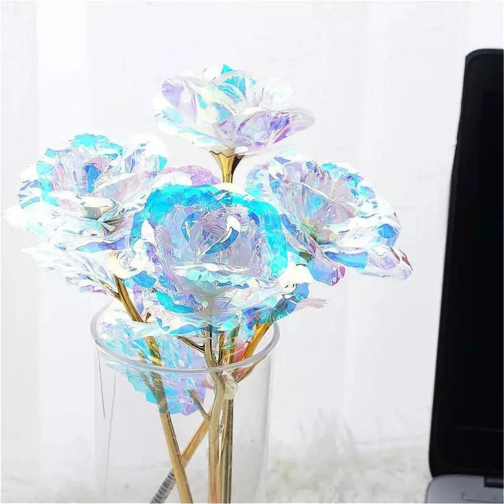 Valentine's Day Creative Gift 24k Aluminum Foil Rose Gold Rose Lasting Eternal Love Wedding Decoration home Decor Lighting Rose