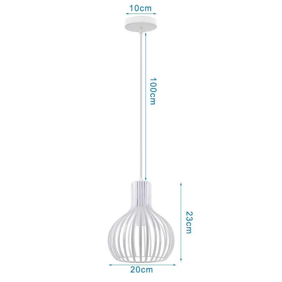 Modern Pendant Light Industrial Vintage White Wrought Cage Pendant Lamp for Living Room Bedroom Dining Room Loft Home Decor E27