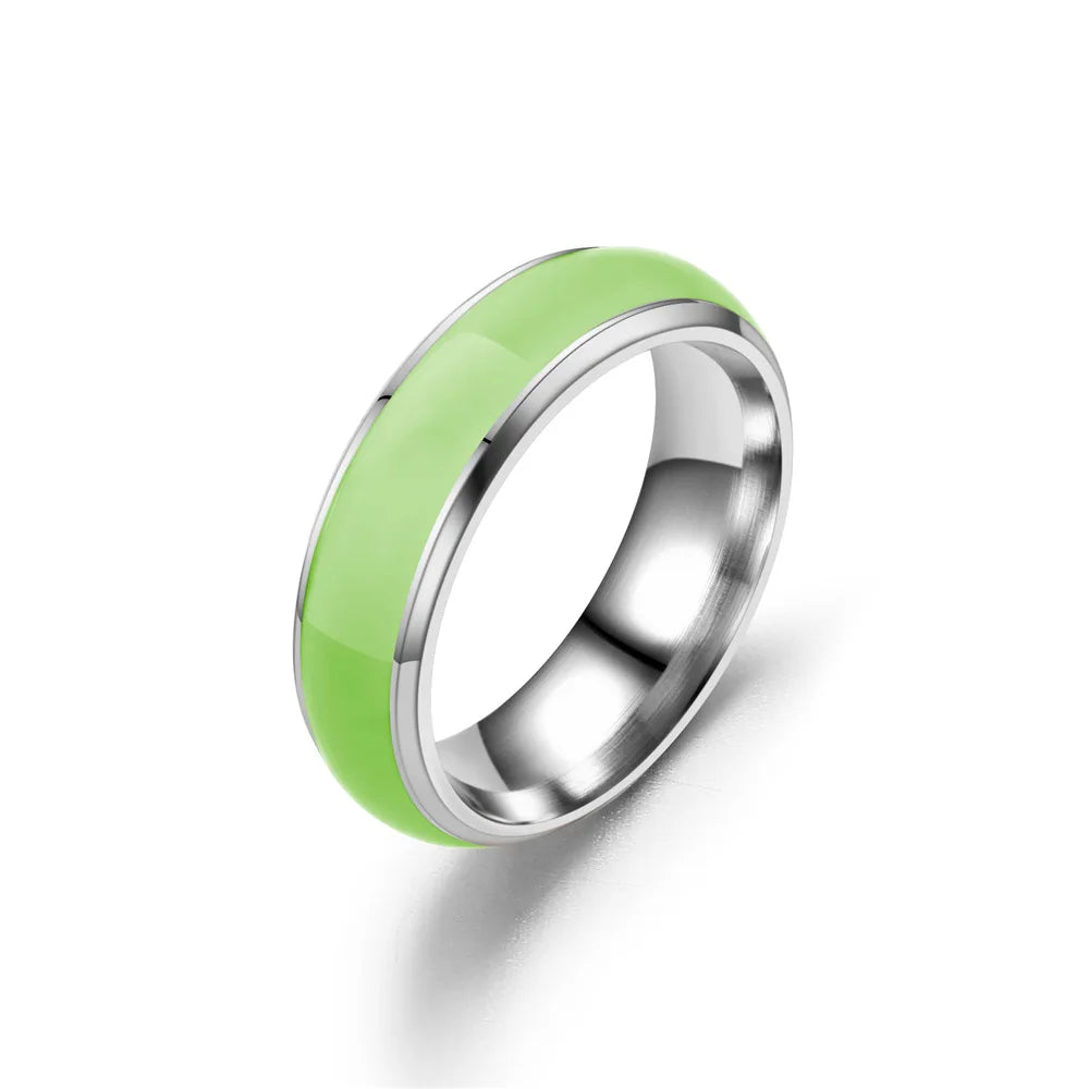 Unisex Stainless Steel Luminous Rings for Men Bar Party Glowing Florescent Ring for Women Novelty Jewelry for Party WC040