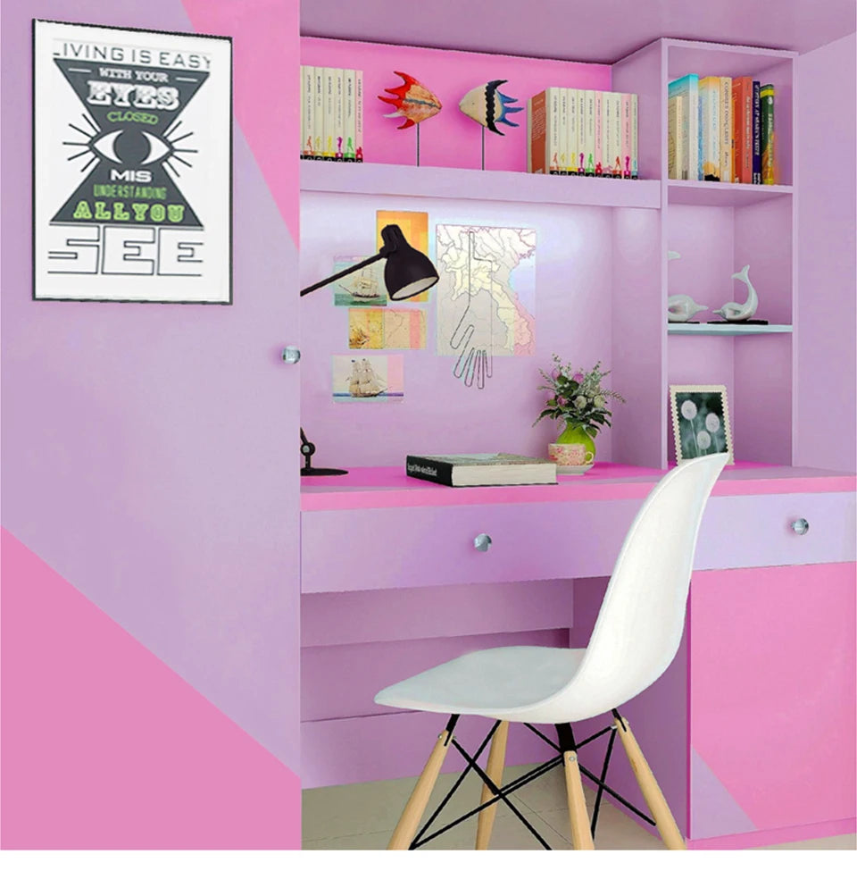 DIY Contact Paper Kitchen Stickers Solid Color PVC Self-adhesive  Home Decorative Marble Wallpaper Living room Study Furnitures