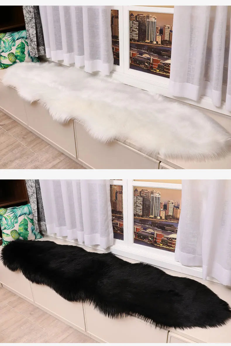 White Faux Sheepskin Carpet Irregular Long Soft Furry Floor Mats Living Room Bedroom Children's Room Bedside Decorative Carpets