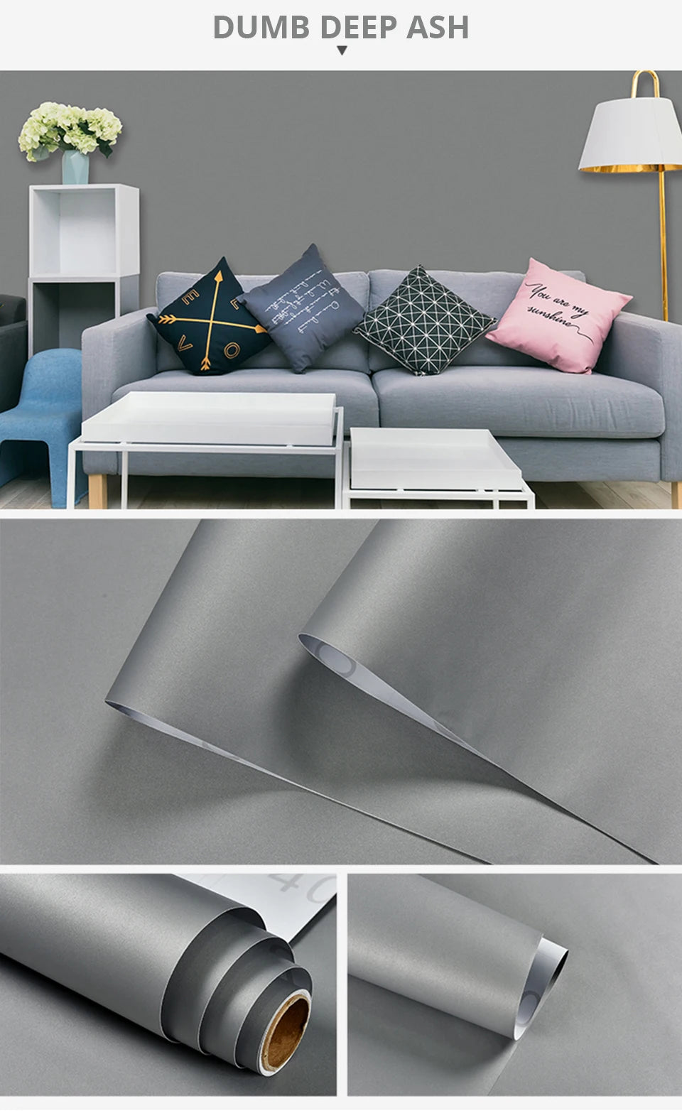 DIY Contact Paper Kitchen Stickers Solid Color PVC Self-adhesive  Home Decorative Marble Wallpaper Living room Study Furnitures