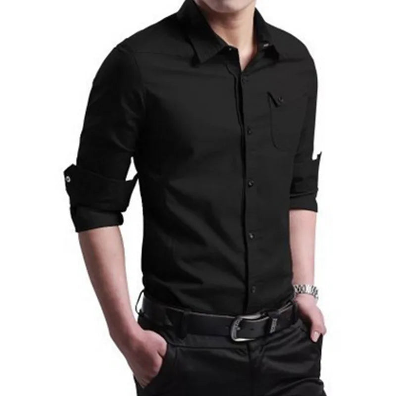 Men Shirt Mens Business Casual Shirts 2020 New Arrival Men Famous Brand Clothing Army Green Long Sleeve Camisa Masculina