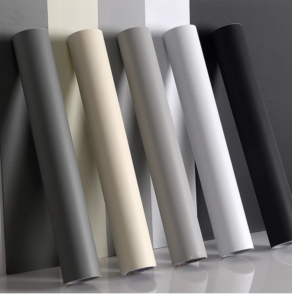 DIY Contact Paper Kitchen Stickers Solid Color PVC Self-adhesive  Home Decorative Marble Wallpaper Living room Study Furnitures