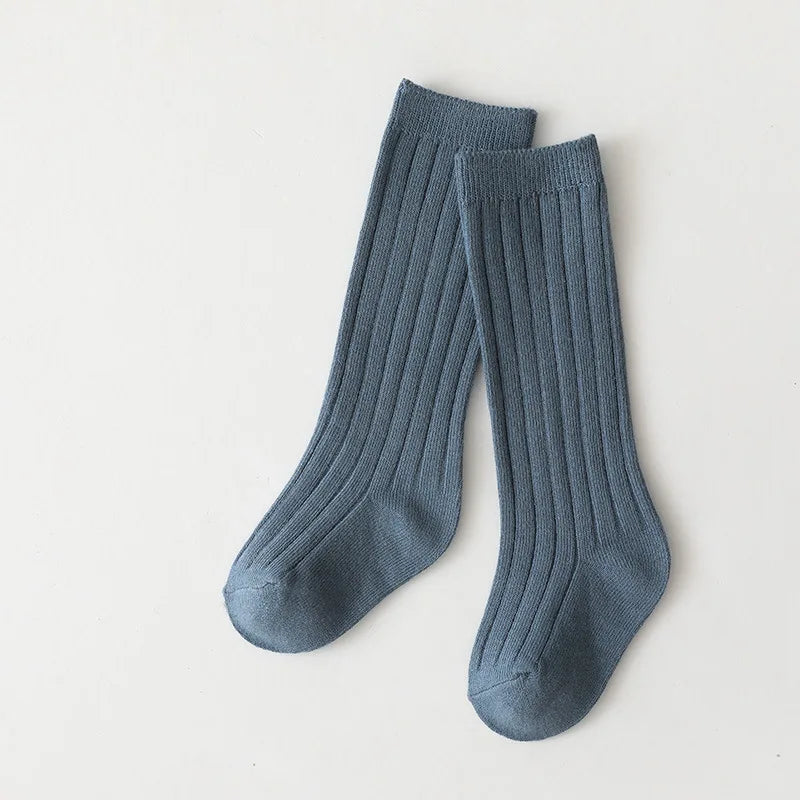 Baby Boys Girls Knee High Long Socks Cotton Breathable Stripe Soft Kids Sock Children School Uniform Socks For 0-8Years