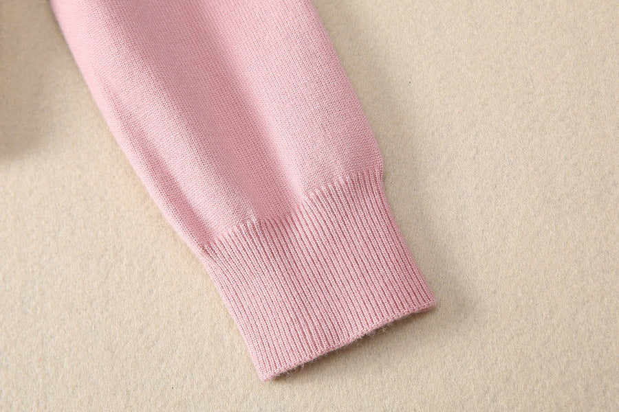 European and American women's clothing 2025 spring new Long sleeve beaded pink sweater Gauze cake skirt Fashion suit