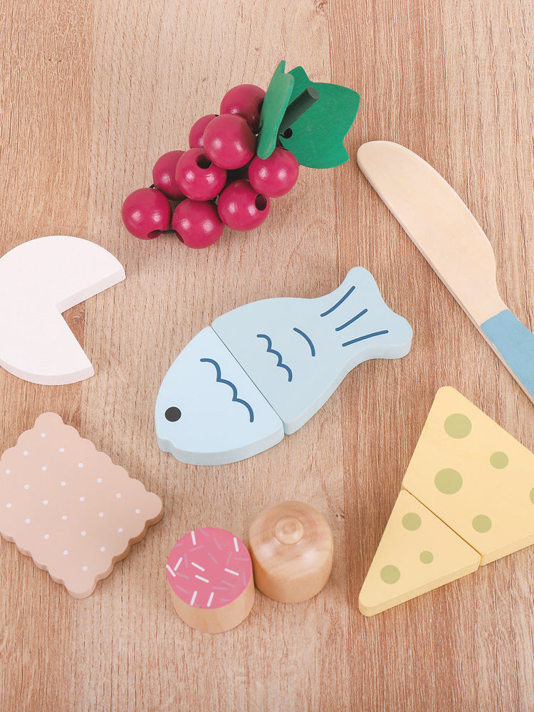 Wooden Pretend Play Food Kitchen Toys Classic Cutting Cooking Set Kids HousePlay Educational Imitation Game Toys for Girls Boys
