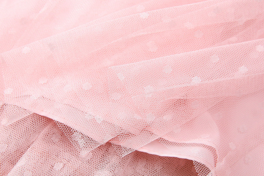 European and American women's clothing 2025 spring new Long sleeve beaded pink sweater Gauze cake skirt Fashion suit