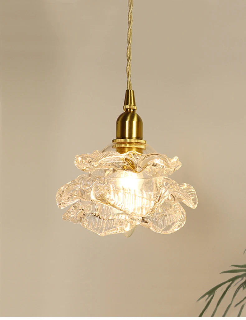 Nordic Rose Pendant Light Lustre Copper LED Ceiling Lights for Living Room Bedroom Dining Room Home Decor Wall Lamp Hanging Lamp