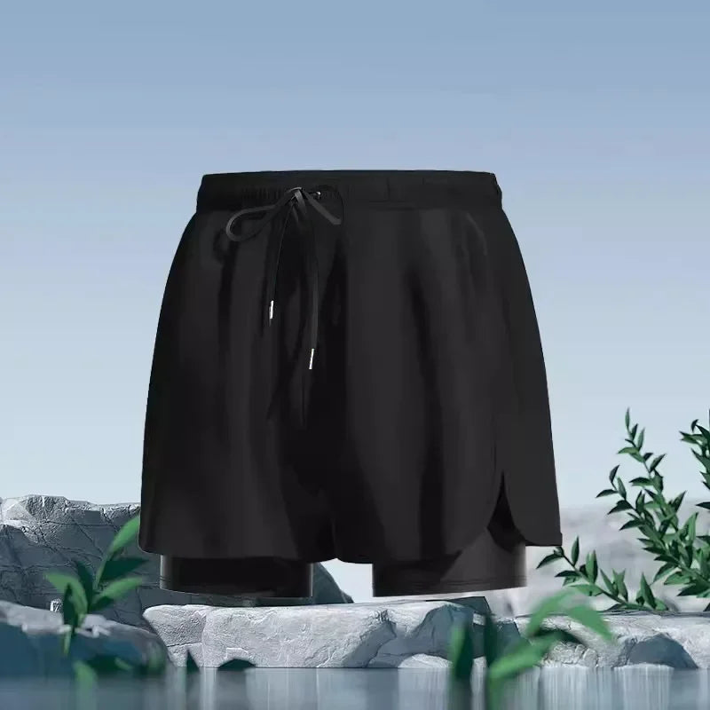 Adult Swimming Trunks for Men 2025 New Style Quick-drying Double-layer Anti-embarrassment Large Size Casual Swimming Shorts