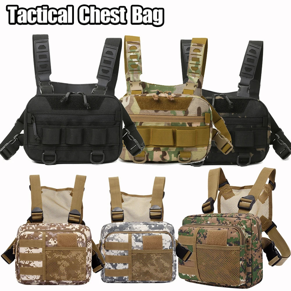 Fishing Chest Bag Men's Tactical Bags Waterproof Molle Nylon Climbing Camping Backpacks Outdoor Travel Vest Backpack Fanny Pack