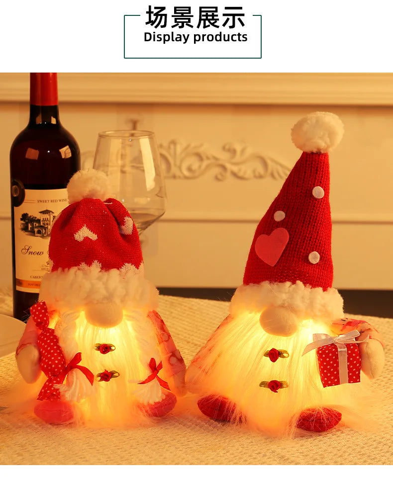 Valentine's Day Decorations Glowing Gnome Faceless Doll Ornaments Plush Knitted Love Faceless Dolls Holiday Party Surprise Gift