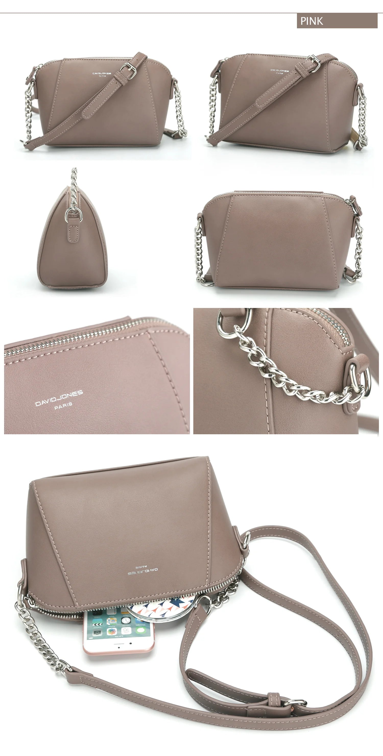 David Jones Handbags for Women 2024 Designer Luxury Ladies Fashion Crossbody Bags Casual Shoulder Bag Soft PU Leather Clutch