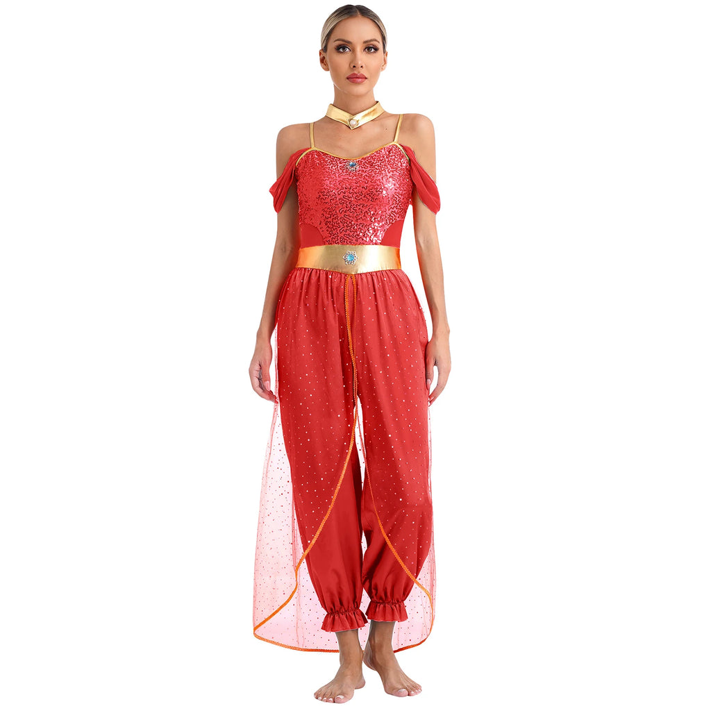 Festival Arabian Princess Costumes Indian Dance Embroider Bollywood Jasmines Costume Party Halloween Cosplay Jasmines Outfit