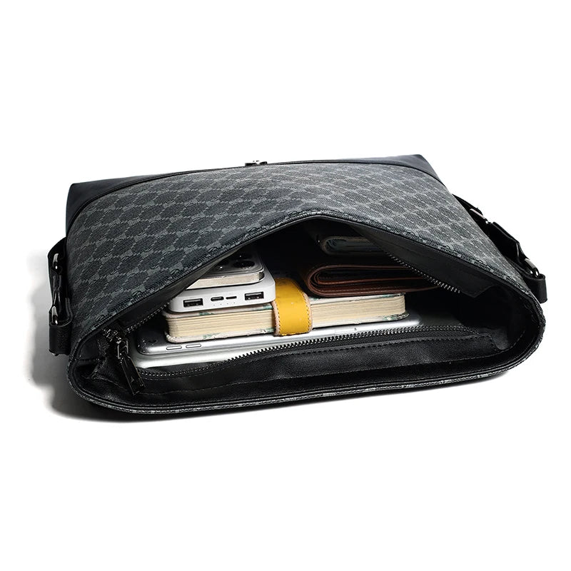 Business Leather Large Crossbody Bag for Men Bags Designer Casual Man Messenger Bag Male Sling Pack Work Shoulder Bag Luxury