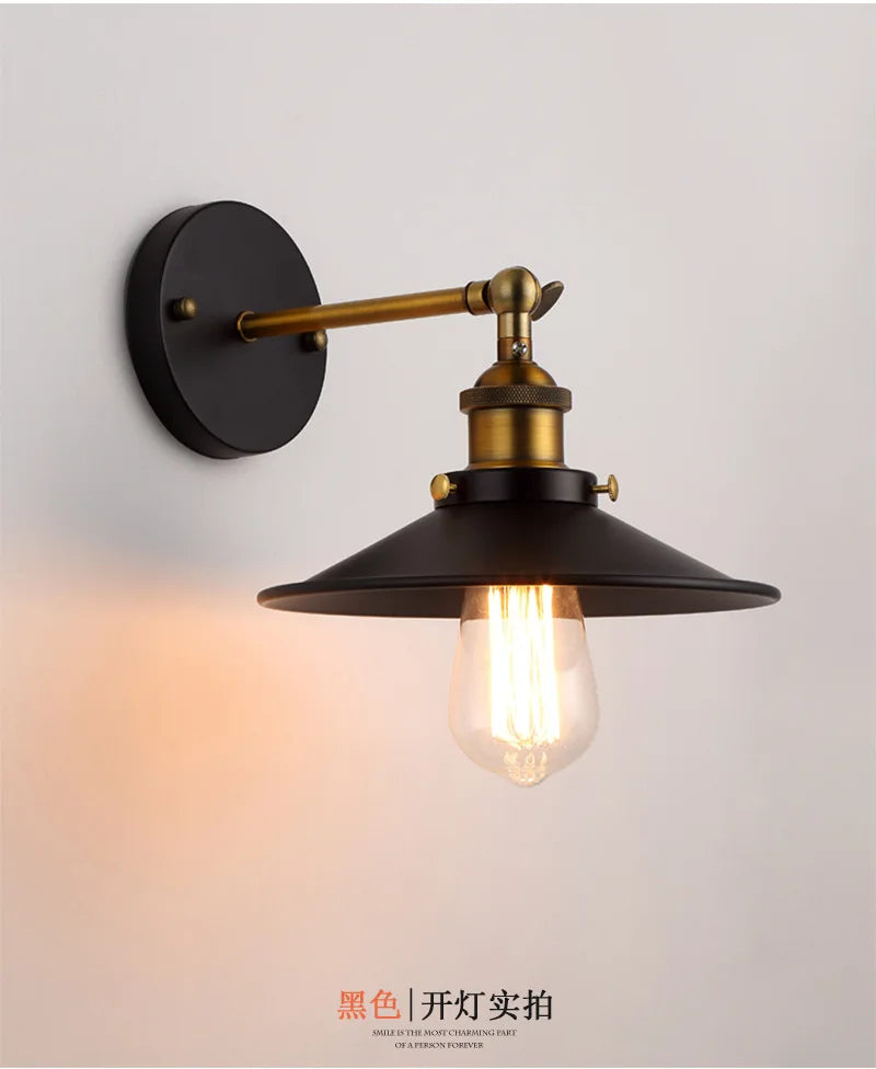 Vintage Loft Led Wall Lamps For Industrial Home Decor Retro Bathroom Bedside lamp Iron Lampshade Edison wall Lighting Fixtures
