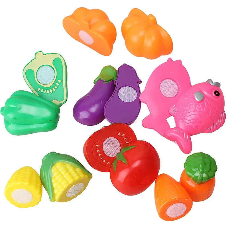 Children Pretend Play Food Toys for Kids Kitchen Vegetable Playset Cut Fruit Vegetables Toy Toddler Birthday Christmas Gift Toys