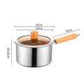 20cm Stainless Steel Deep Fryer Pot with Strainer Basket Wood Handle Mini Saucepan Soup Pot Milk Pan Cooking Pot Induction Safe