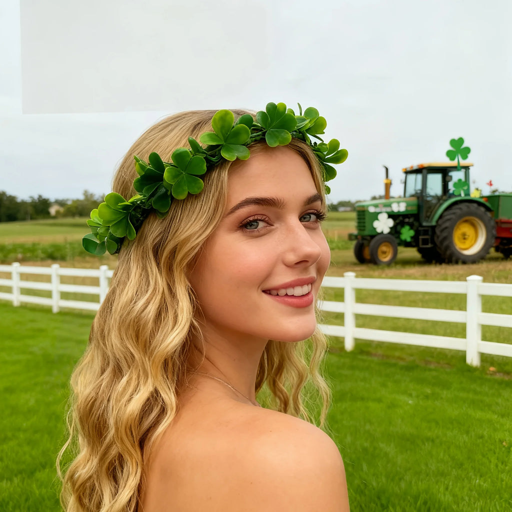 St. Patrick'S Day Green Floral Headband | Irish Style Plastic Flower Crown for Women and, Party Accessory.