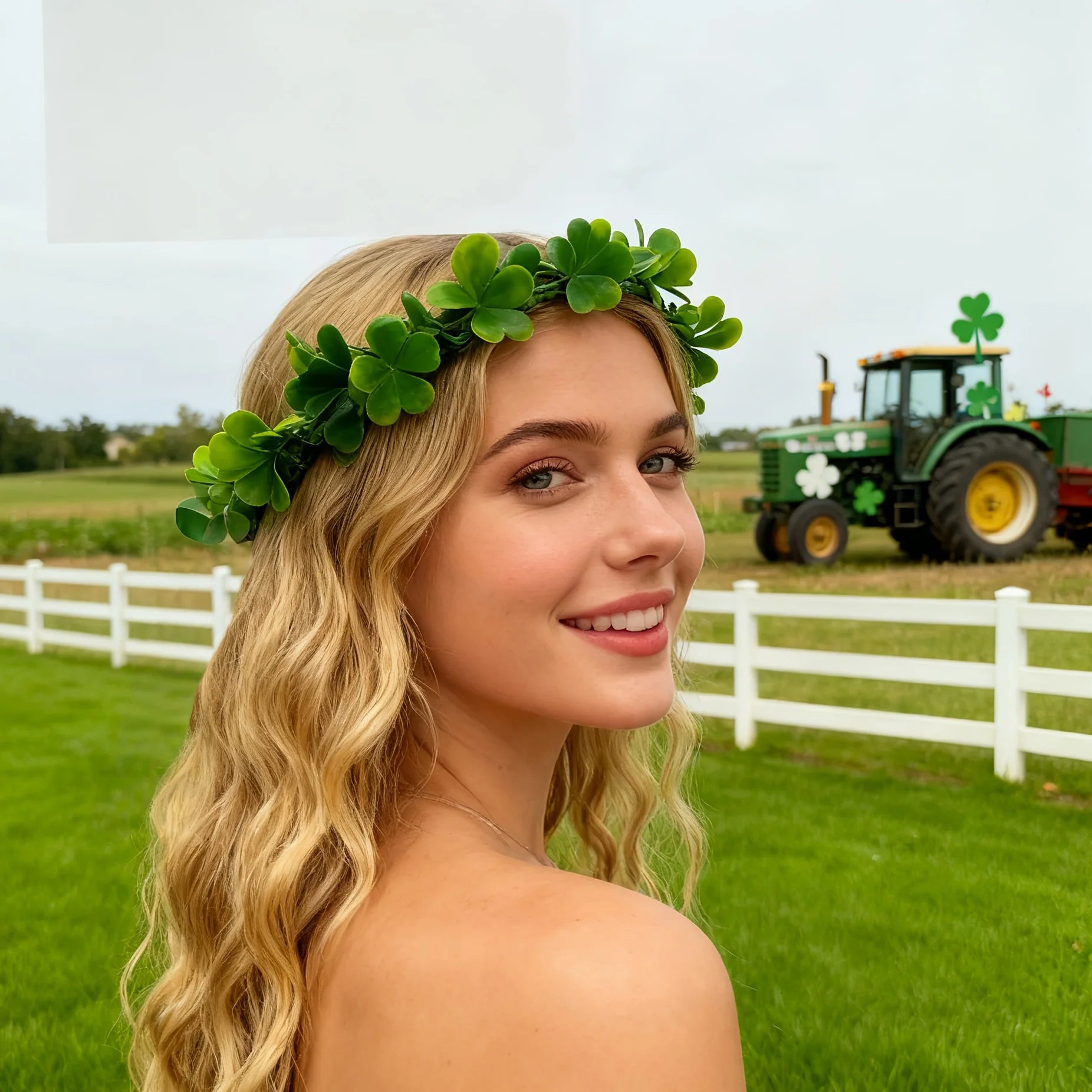 St. Patrick'S Day Green Floral Headband | Irish Style Plastic Flower Crown for Women and, Party Accessory.